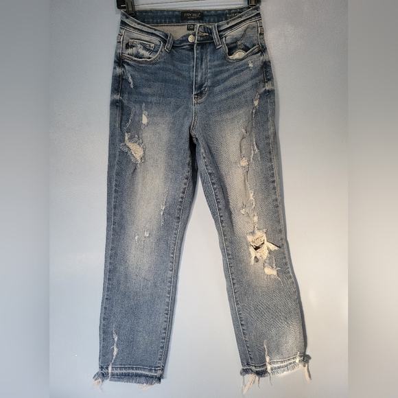 Judy Blue Straight Fit Distressed Jeans Size 25 in Blue - Picture 1 of 13